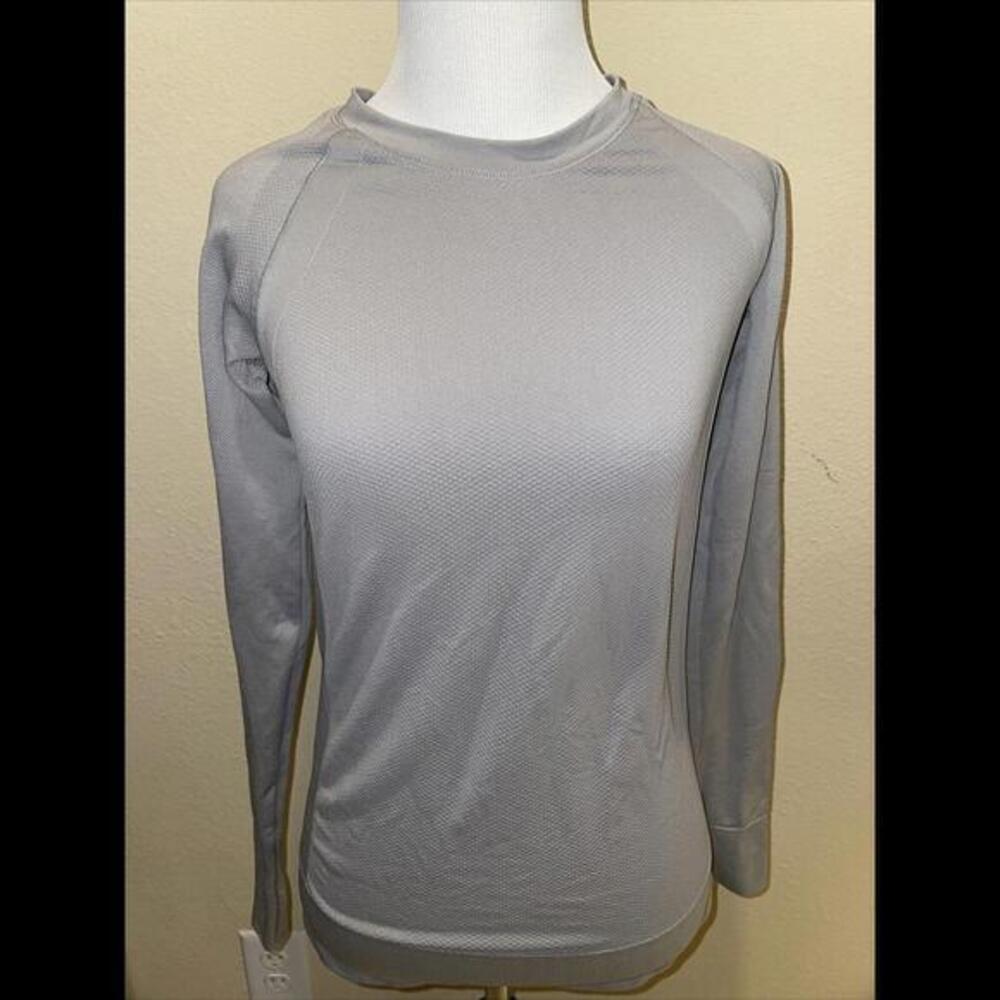 Athleta‎ Exhilaration Top Long Sleeve Shirt Perforated back Breathable S gray